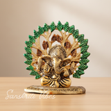 Metal Home Decorative Kalpavriksha Tree with Ganesh Ji Idols Gold Plated - Retail Maharaj