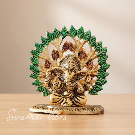 Metal Home Decorative Kalpavriksha Tree with Ganesh Ji Idols Gold Plated - Retail Maharaj