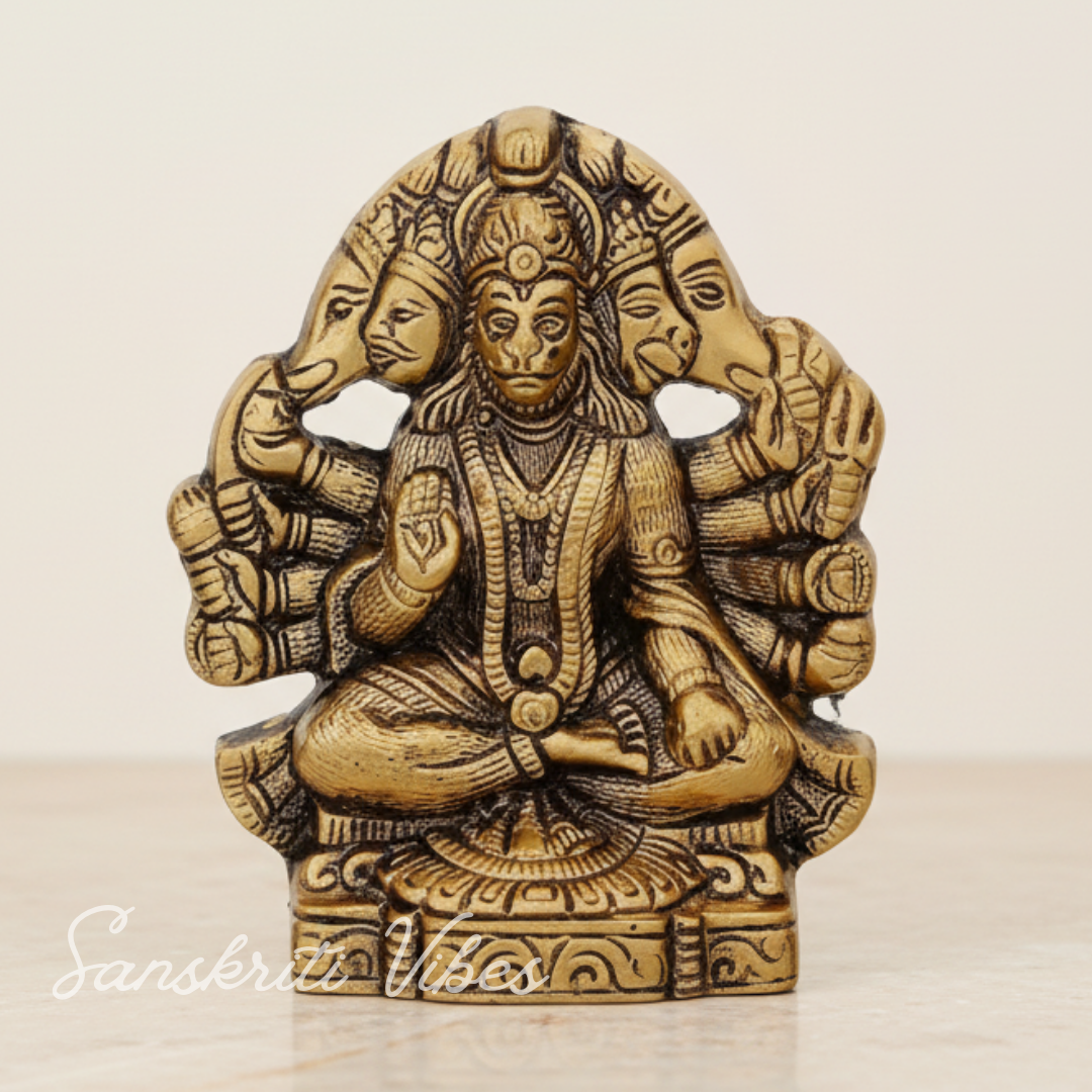 Metal Panchmukhi Hanuman Ji Murti Bajrangbali Idol Door Entrance Statue for Home Decor Gifting Protection from Evil Eye - Sanskriti Vibes - Retail Maharaj