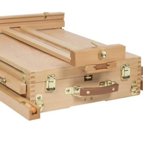 Brustro Artists' Studio Portable Wooden Box Easel – Beechwood, Telescopic Legs, Large Storage - Retail Maharaj