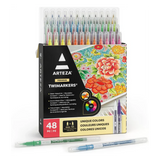 Arteza Dual Tip Brush Markers Set – 48 Art Markers with Fine and Brush Tips for Detailed Art - Retail Maharaj