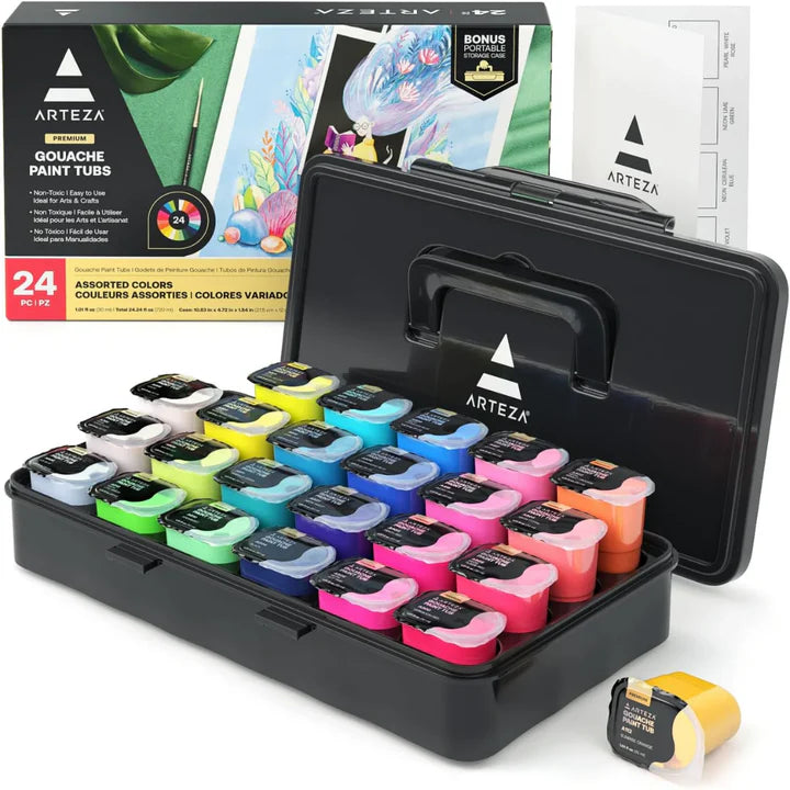 Arteza Jelly Gouache Colour Paint Set 24 Tubs 30ml Each - Retail Maharaj