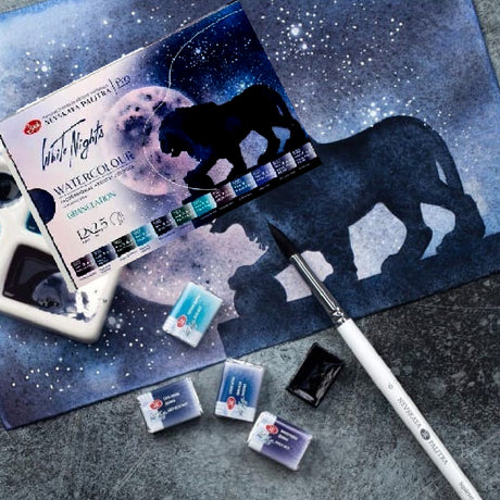 White Nights Granulating Watercolour 12 Full Pans Set - Retail Maharaj