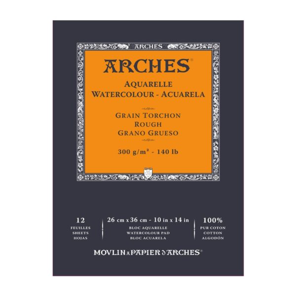 Arches Aquarelle Watercolour Rough Grain Paper Pad Open Stock 12 Sheets - Retail Maharaj