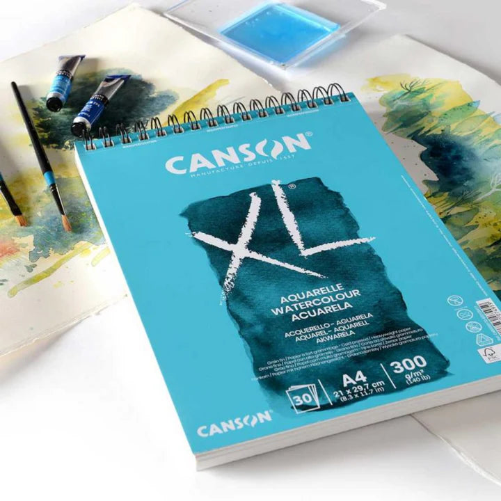 Canson XL Aquarelle Watercolour Pad A4 300 GSM 30 Sheets Spiral Bound - Retail Maharaj