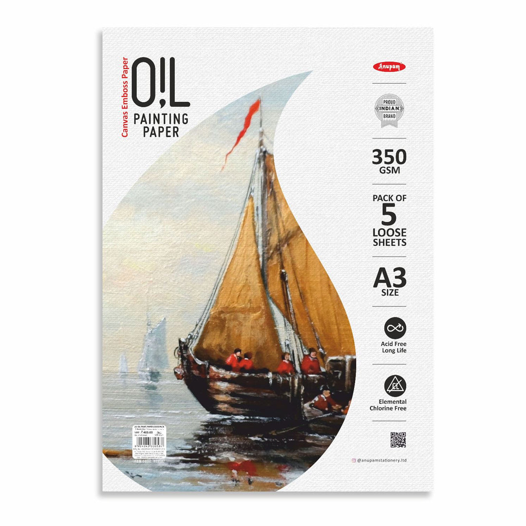Anupam Oil Painting Drawing Paper Pack 350 GSM Canvas Textured Sheets - Retail Maharaj