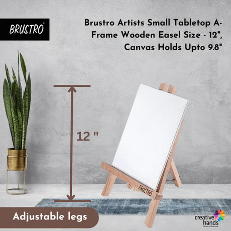 Brustro 12" A-Frame Wooden Tabletop Easel – Lightweight Beechwood, Foldable, Adjustable Legs - Retail Maharaj