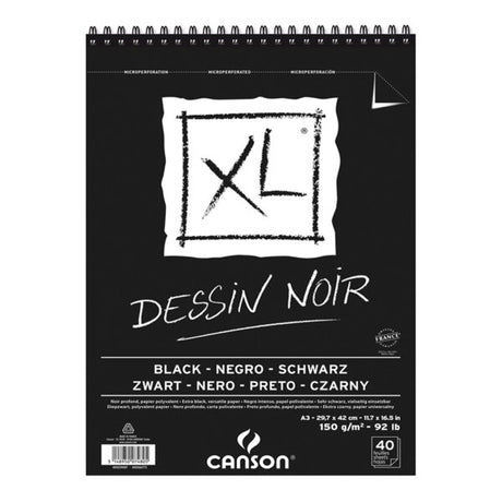 Canson XL Black Sketchbook Spiral Bound Acid Free Drawing Pad - Retail Maharaj