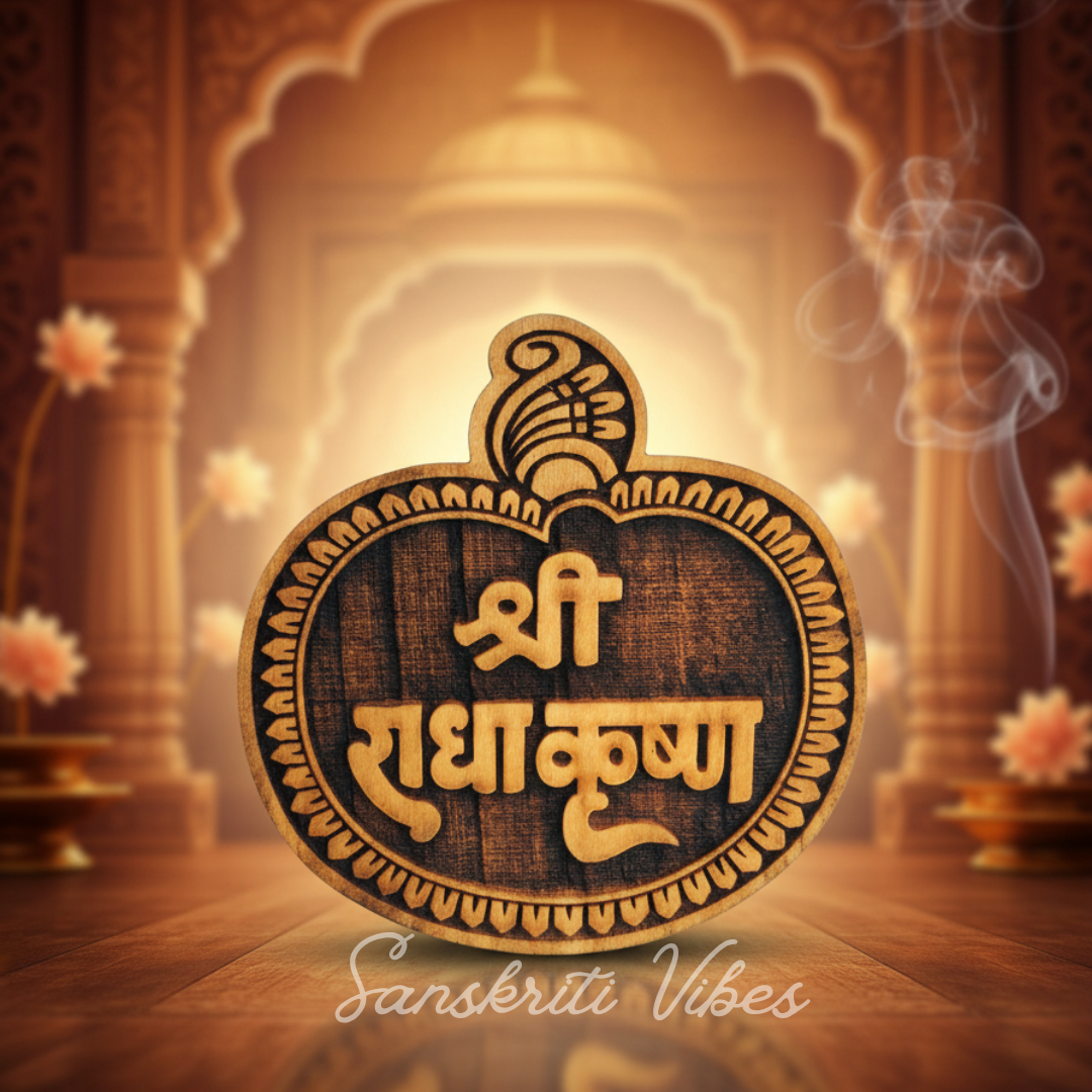 Shri Radha Krishna Naam Sewa Wooden Idol Set for Home Temple – Handcrafted Kadam, Neem & Tamal Wood - Retail Maharaj