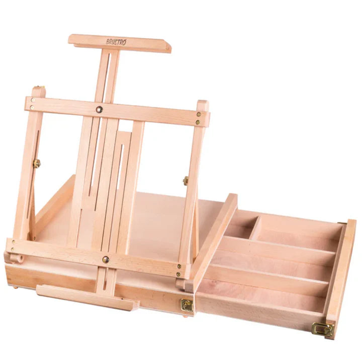 Brustro Portable Wooden Sketchbox Easel with Drawer for Painting and Art Storage - Retail Maharaj