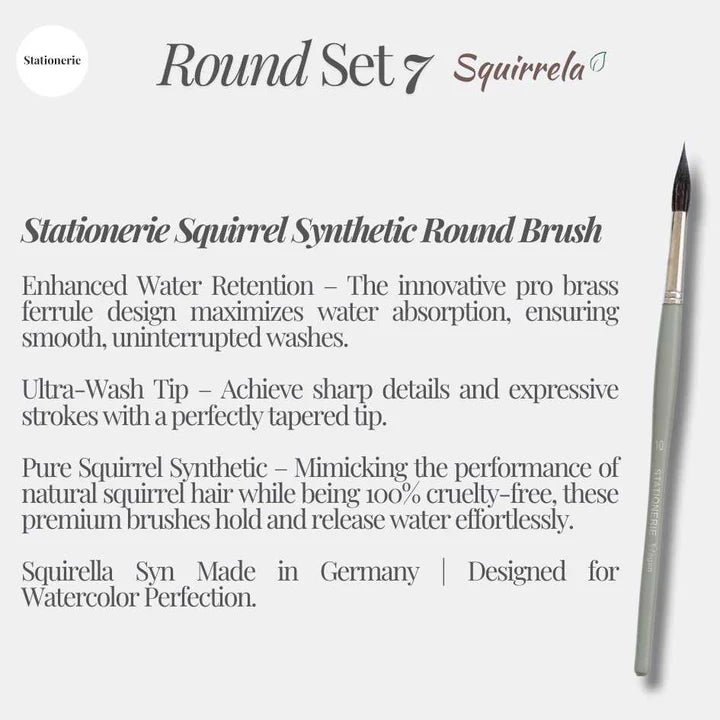 Stationerie Round Brush Set of 7 Squirrel Synthetic - Retail Maharaj