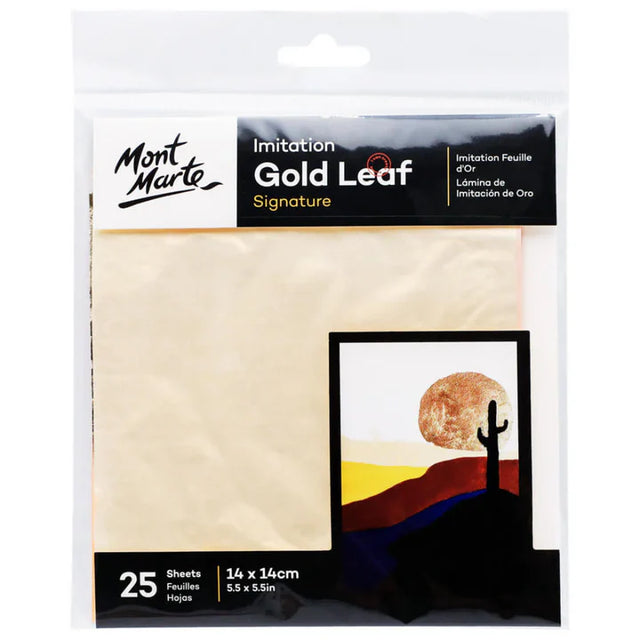 Mont Marte Imitation Gold Leaf 14x14cm 25 Sheets - Retail Maharaj