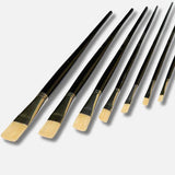 Retail Maharaj Flat Brush Set of 8 Chungking Hog Bristles 11 Inch Long Handle - Retail Maharaj