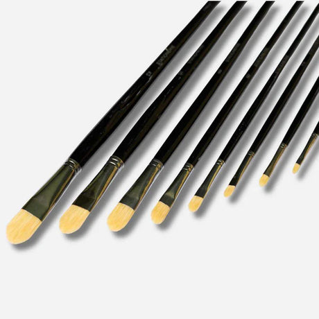 Retail Maharaj Filbert Chungking Hog Brush Set Of 8, Long Handle 11'' - Retail Maharaj