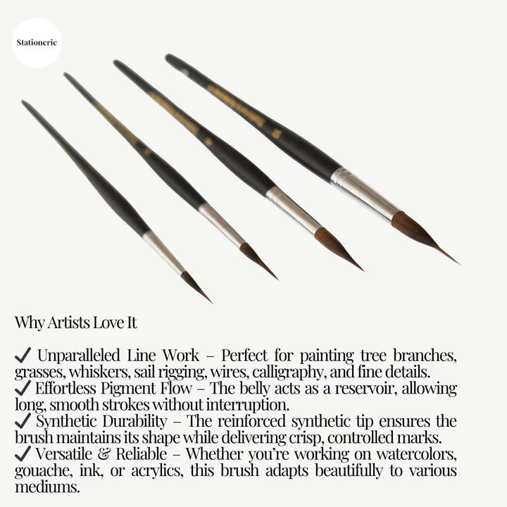 Stationerie Extended Needle Point Liner Brush Set of 4 - Retail Maharaj