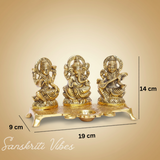 Laxmi Ganesha Saraswati Murti - Metal Showpiece for Pooja Room, Table Decoration and Gift for All Occasions - Retail Maharaj