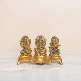 Laxmi Ganesha Saraswati Murti - Metal Showpiece for Pooja Room, Table Decoration and Gift for All Occasions - Retail Maharaj