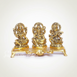 Laxmi Ganesha Saraswati Murti - Metal Showpiece for Pooja Room, Table Decoration and Gift for All Occasions - Retail Maharaj
