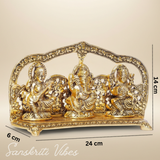 Laxmi Ganesha Saraswati Murti - Metal Showpiece for Pooja Room, Table Decoration, and Gift for All Occasions - Retail Maharaj