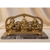 Laxmi Ganesha Saraswati Murti - Metal Showpiece for Pooja Room, Table Decoration, and Gift for All Occasions - Retail Maharaj