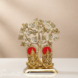 Metal Laxmi Ganesha Murti Under Tree - Showpiece for Pooja Room, Table Decoration, and Gift for All Occasions - Retail Maharaj