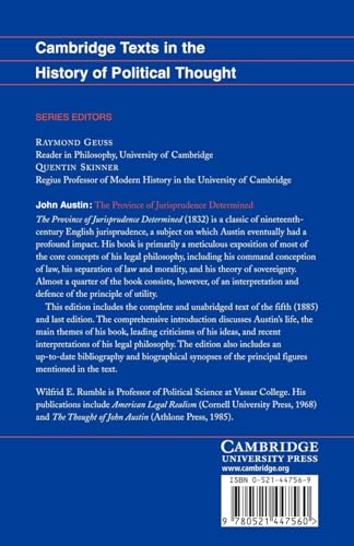 John Austin the Province of Jurisprudence Determined (Cambridge Texts in the History of Political Thought) - Retail Maharaj