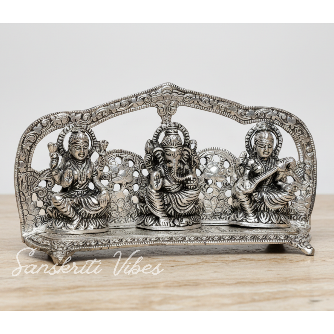 Laxmi Ganesh Saraswati Metal Statue For Pooja & Home - Retail Maharaj