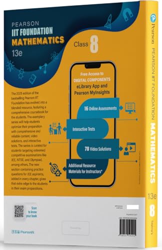 Pearson IIT Foundation' 25 Mathematics Class 8 | For JEE, NTSE & Olympiad Exams | As per CBSE, ICSE & State Curriculums | Includes JEE Practice Questions | Free acess to 16 Online Assessments, 78 Video Solutions & Interactive Tests via Pearson MyInsights - Retail Maharaj