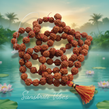Five Mukhi Rudraksha Mala 108 Beads with Certificate for Meditation and Spiritual Healing