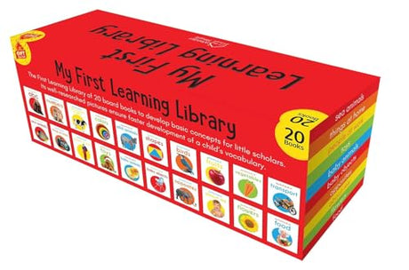 My First Learning Library: Boxset of 20 Board Books for Kids | Includes ABC, Numbers, Shapes, Colors, Wild & Baby Animals, Fruits, Vegetables, Transport, Toys, Opposites, Flowers, Sea Animals, People at Work, Food, About Me & More | Early Learning for Bab - Retail Maharaj