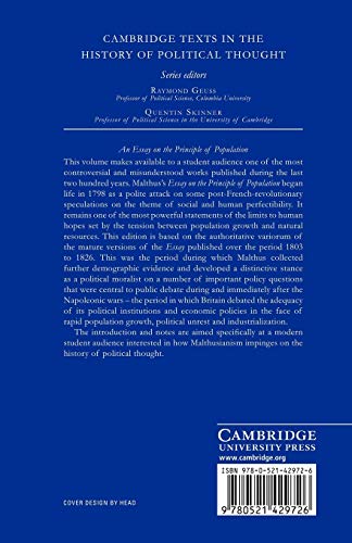 Malthus: 'An Essay on the Principle of Population': With an Inquiry into Our Prospects Respecting the Future Removal or Mitigation of the Evils Which ... Texts in the History of Political Thought) - Retail Maharaj