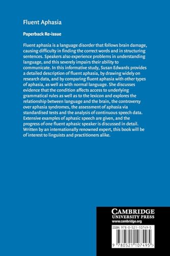 Fluent Aphasia: 107 (Cambridge Studies in Linguistics) - Retail Maharaj