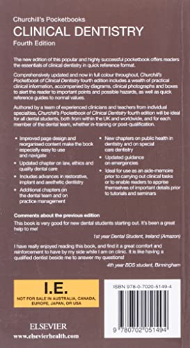 Churchill's Pocketbooks Clinical Dentistry, IE - 4E - Retail Maharaj