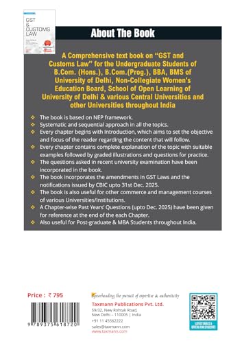Taxmann's GST & Customs Law – Up-to-date Textbook with GST 2.0 Reforms—Designed to Deliver Concept-first Learning | Practical Compliance Clarity & Exam-oriented Preparation - Retail Maharaj