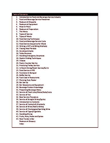 Training Manual for Food and Beverage Services | e - Retail Maharaj