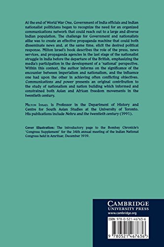 Communications and Power: Propaganda and the Press in the Indian National Struggle, 1920–1947: 56 (Cambridge South Asian Studies) - Retail Maharaj