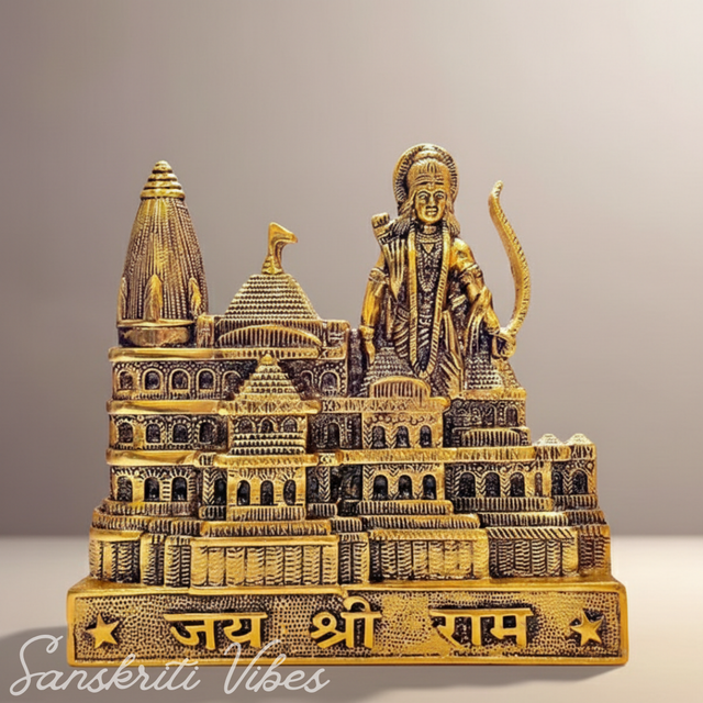 Metal Ayodhya Shree Ram Mandir Architectural Model Showpiece for Home Decor, Office | Metal Showpiece - Retail Maharaj