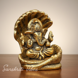Ganesha Metal Statue Decorative Showpiece – Handcrafted Gold-Plated Ganpati Idol for Home Decor & Auspicious Gifting (Glossy Finish, Made in India)