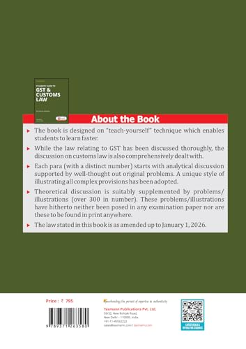 Taxmann's Students' Guide to GST & Customs Law – Application-oriented | Self-Study Textbook Focusing on Practical Implementation | Analytical Reasoning | Exam-Ready Problem Solving - Retail Maharaj