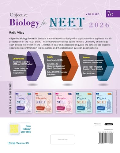 Pearson Objective Biology for NEET Volume I – 2026 | As Per NCERT & NMC Syllabi | 9500+ MCQs to Strengthen Exam Practice | Chapter wise PYQ & NEET ... as Per NEET Exam Pattern | - 7th Edition: 1 - Retail Maharaj