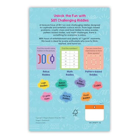 Brain Teasers: 501 Difficult Riddles for Smart Kids: Clever and Thought-Provoking Riddles for Kids | Number Puzzles, Picture Puzzles, Logic Puzzles and more | Ages 6+ - Retail Maharaj