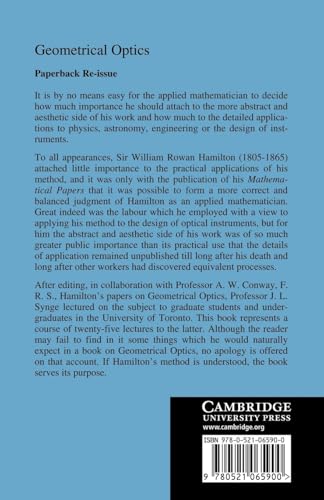 Geometrical Optics: An Introduction to Hamilton's Method (Cambridge Tracts in Mathematics and Mathematical Physics, 37) - Retail Maharaj