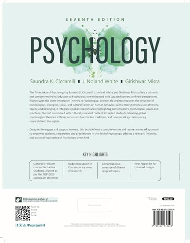 Psychology (7th Edition) | Pearson | NEP 2020 Aligned | By Saundra K. Ciccarelli, J. Noland White & Girishwar Misra - Retail Maharaj