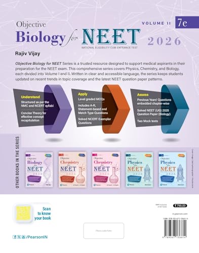 Pearson Objective Biology for NEET Volume II – 2026 | As Per NCERT & NMC Syllabi | 9500+ MCQs to Strengthen Exam Practice | Chapter wise PYQ & NEET ... as Per NEET Exam Pattern | - 7th Edition - Retail Maharaj