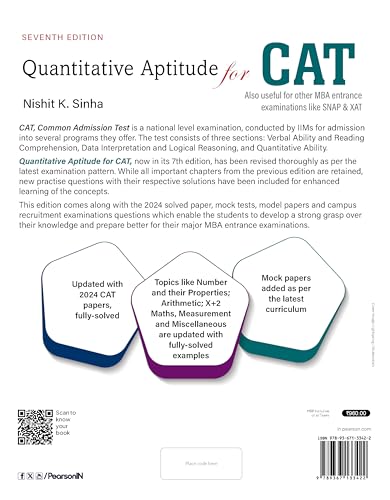 Pearson Quantitative Aptitude for CAT 2025| Solved 2024 paper | Includes Mock tests | for SNAP & XAT - Retail Maharaj