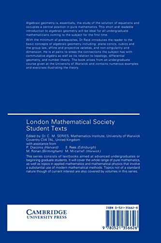 Undergraduate Algebraic Geometry: 12 (London Mathematical Society Students Texts, 12) - Retail Maharaj