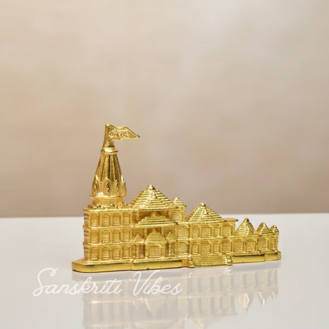 Metal Shri Ram Janam Bhumi Ayodhya Architectural Shree Ram Mandir Model Prabu Showpiece - Retail Maharaj