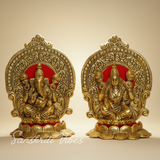 Laxmi Ganesha Sitting On Lotus Flower Metal Statue - Retail Maharaj