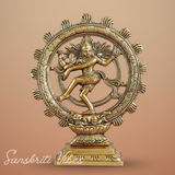 Lord Shiva Nataraj Dancing Statue Gold Aluminium Shiv Idol for Home Mandir Temple Puja Spiritual Vastu Decor 20 cm Handcrafted - Retail Maharaj