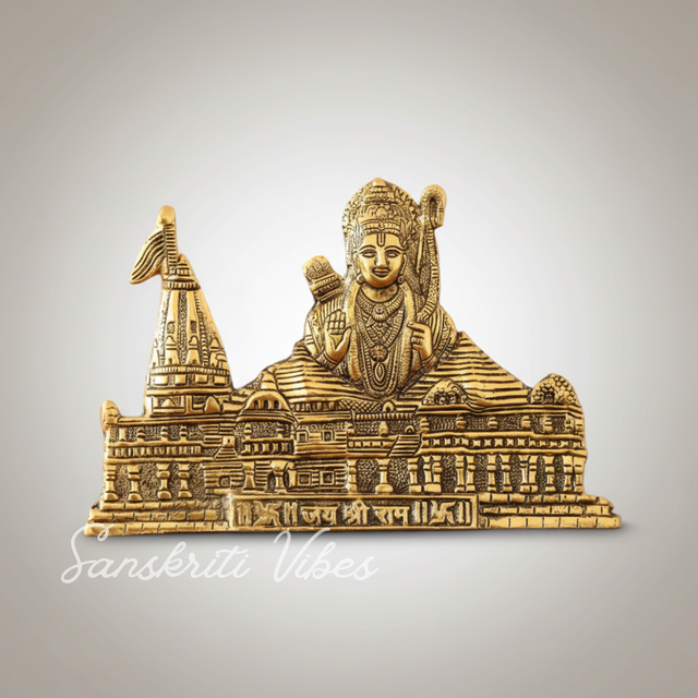 Metal Prabu Shree Ram Ayodhya Mandir Divine Showpiece Replica of Lord Shri Ram Janmabhumi Ayodhya Mandir for Home Decor and Spiritual Use - Retail Maharaj